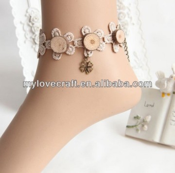 MYLOVE Hotsale Handmade black pearl Antique Lace Anklets MLFL56