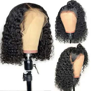 Wholesale Bob Wig Vendor 100% Malaysian Hair Wig 150% 180% Density 613 Bob Style 4*4 Closure Front Lace Wig Deep Wave