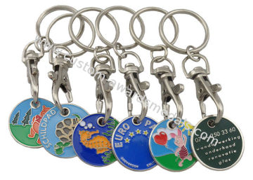 High Quality Supper Market Iron / Brass / Copper Trolley Coin With Key Chain