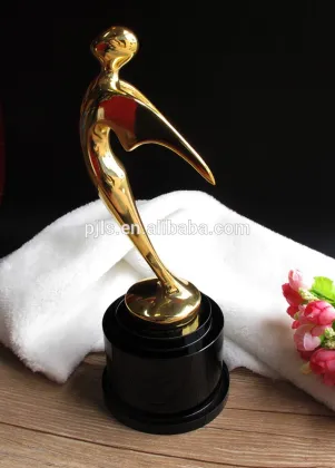 flying man golden statuette for crystal metal trophy cup