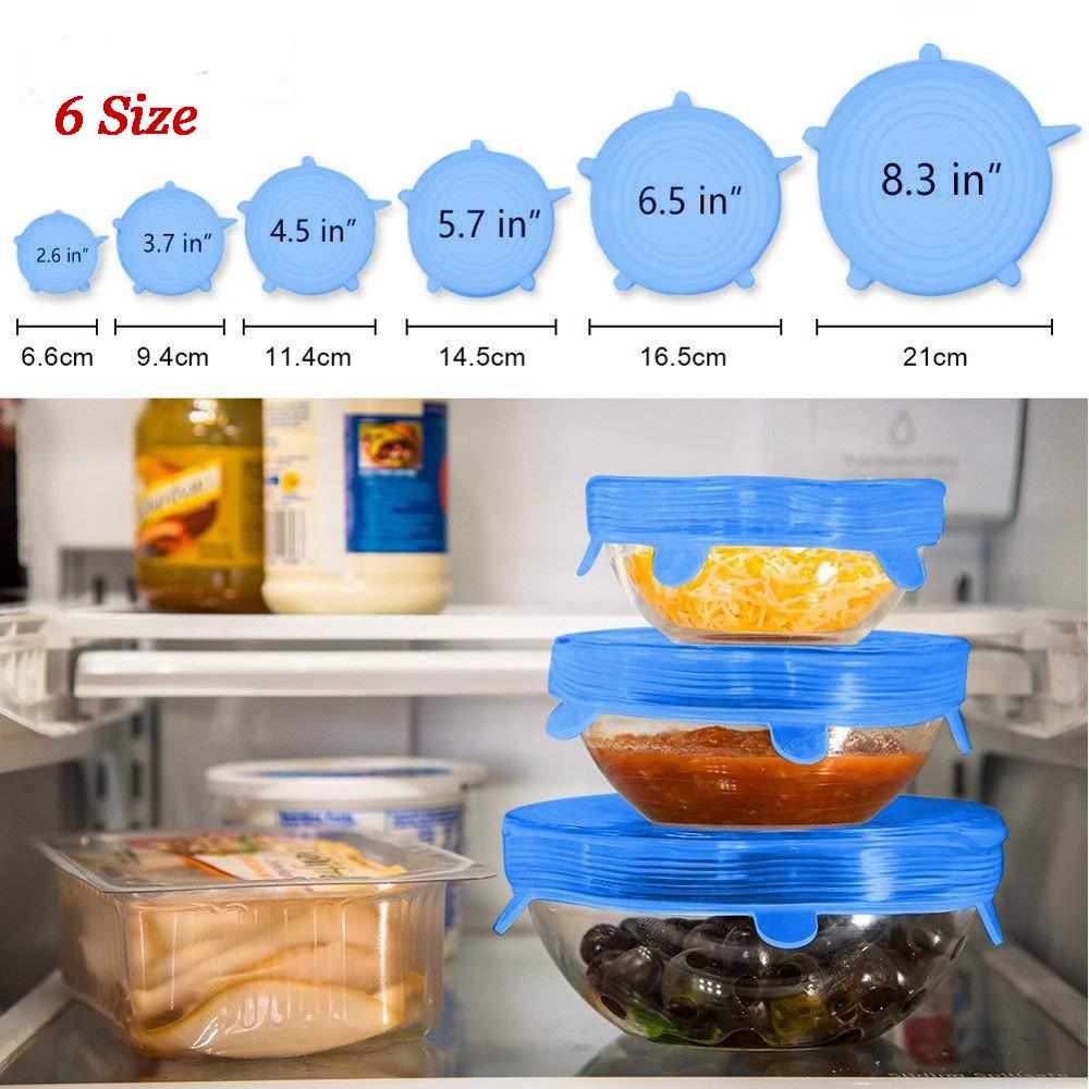 6 pcs Universal Silicone Food Lids Silicone Stretch Caps Keeping Food Fresh Pot Dish Kitchen Accessories