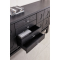 Solid Wood Imported Black Lacquer Long Side Cabinet