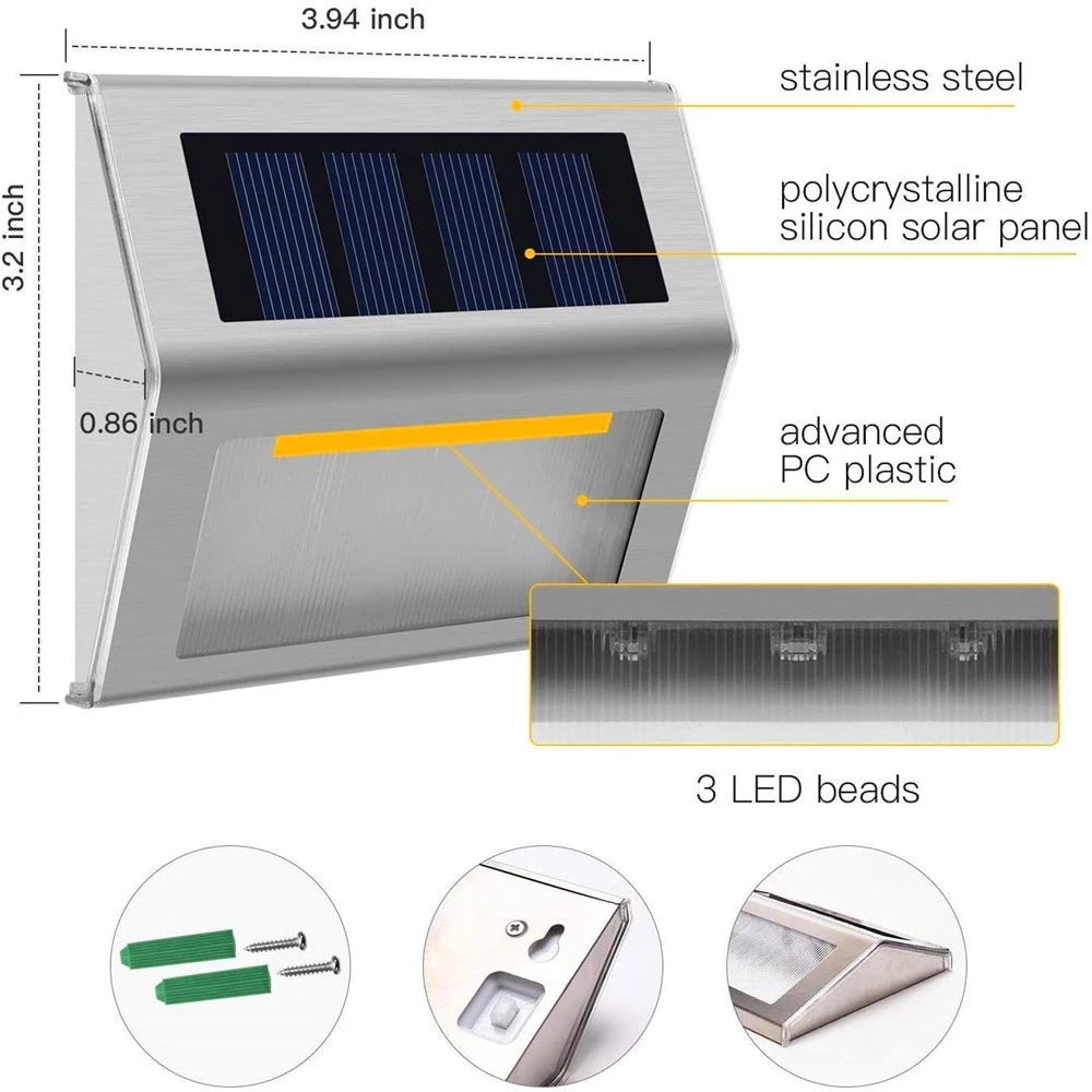 Nouveau solaire extérieur mené en acier inoxydable