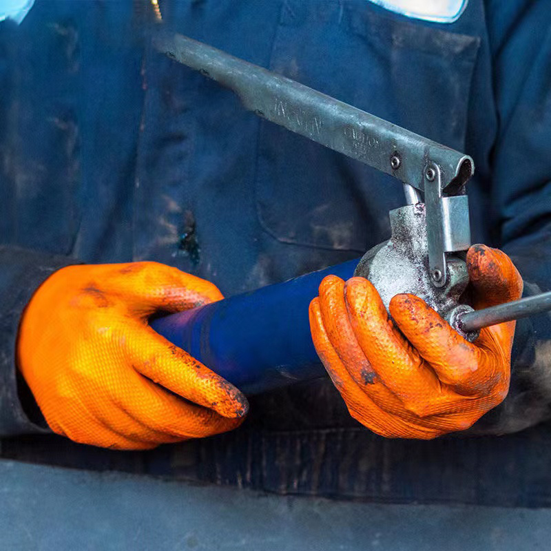6 Mil Automobile Industrial Orange White Nitrile Garage Duty Car Repair Use Heavy Mechanical Mechanic Gloves6