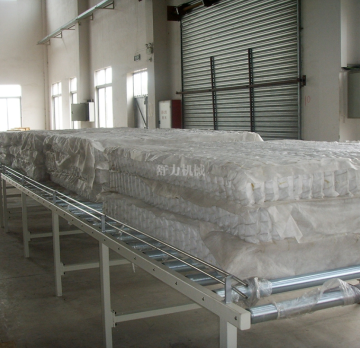 Roller conveyor for mattress production
