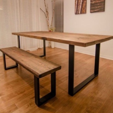 Prix ​​d'usine moderne meubles en bois Live Edge Kitchen Garden Patio Outdoor Park Banc long pour manger
