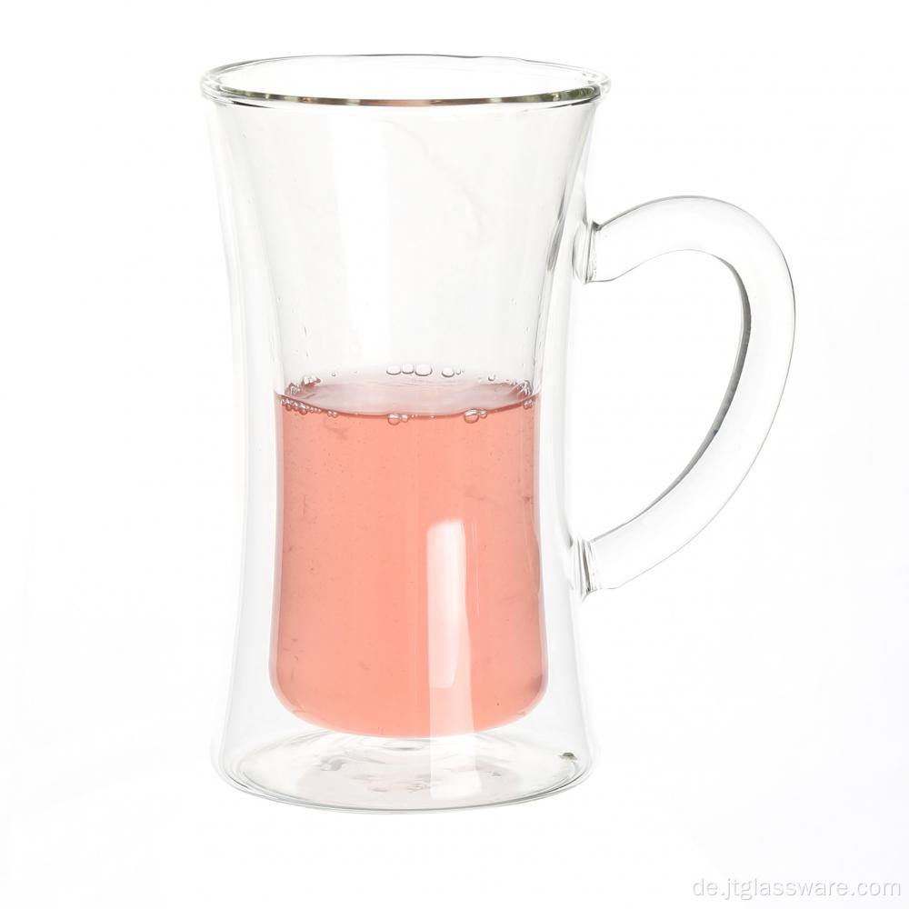 Doppelwandiger kundenspezifischer Glasbecher für weißen Tee