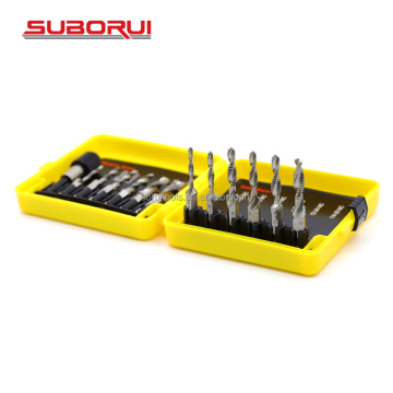 SUBORUI 13pcs Hex Shank Drill Bit Set with HSS Tap Set M3-M10