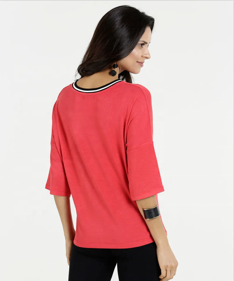 Blusas com manga quimono para mulheres blusa preta com fita branca