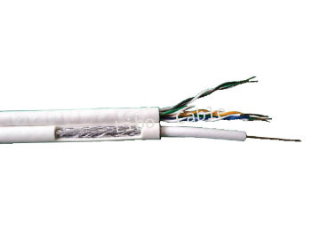 Standard Shield Rg59ccs + Utp Cat5e Cable For Ethernet, 24awg 4 Pairs Lan Cat5e Cable