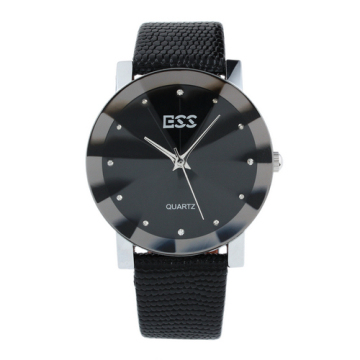 ESS Men Black Classic Value Leather Quartz Wrist Watch WM020-ESS