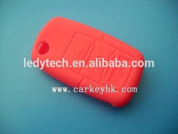 wholesale silicone car key case shell rubber for VW 3 button in pink