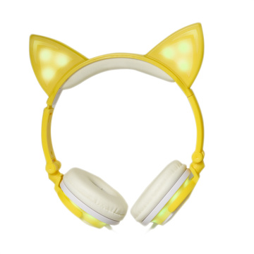 Auriculares recargables con orejas de gato, juego de auriculares para niñas y niños