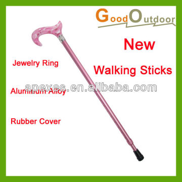 W740 Telescopic aluminum alloy walking stick with jewelry Ring