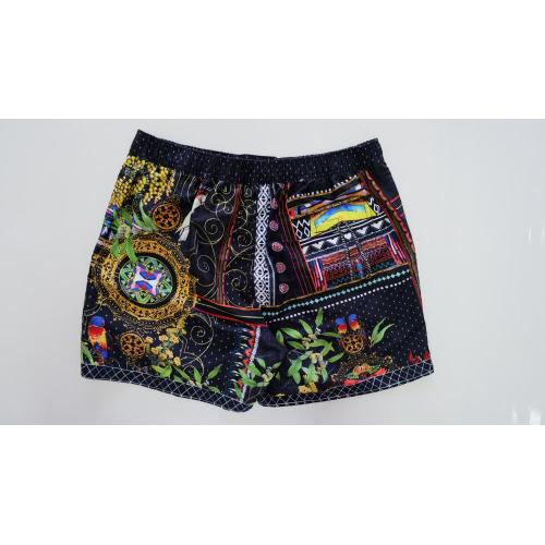 Brown Beach Shorts Black retro print men's beach shorts Factory