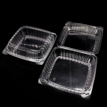 Clear Plastic Square Hinged Container with Seal for Food
