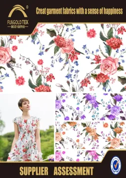 Hot selling Popular Beautiful Flower Polyester / Spandex Print Fabric