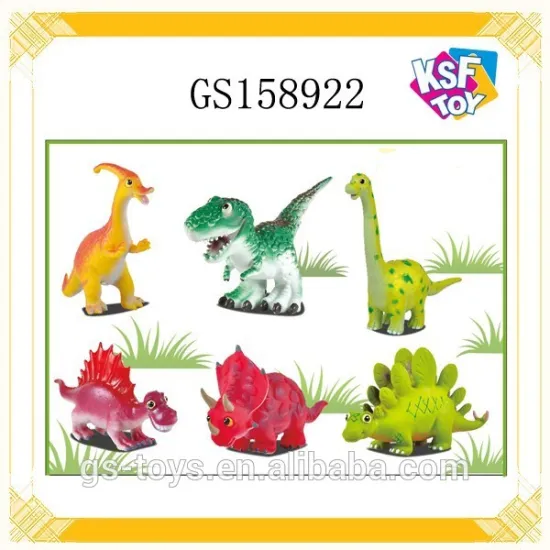 Soft Plastic Toy 10 Inch Cartoon Dinosaur 6 Styles Mixed
