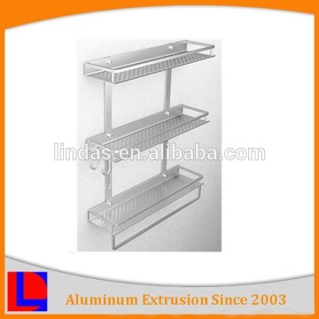 anodized aluminum multilevel hanging shelf with bar