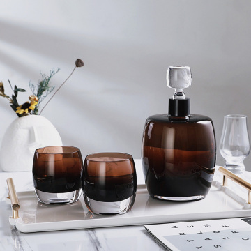 Factory Wholesale Modern Luxury Home Bar Wine Glass Gift Set - One Wine Bottle and Two Cups
