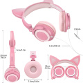 Glowing Lights Wired Cat Ear Headphones for Kids