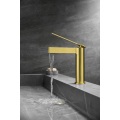 NOVO Design Brass Brash Basin Mixer escovado Torneiras de banheiro dourado