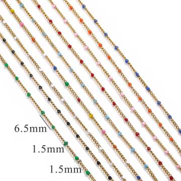 Trendy DIY 18K Dripping Oil Stainless Steel Bead Chain for Jewelry Making