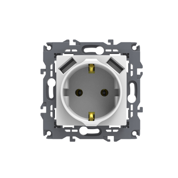 Schuko power outlet with double USB charger 3.1A