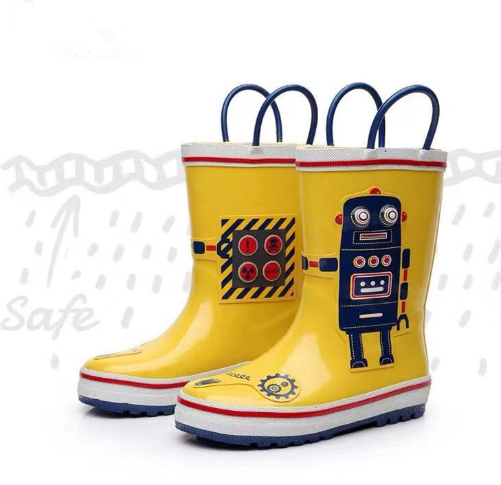 New products Kids Fancy Half Rubber Children Rain Boot With Handle2