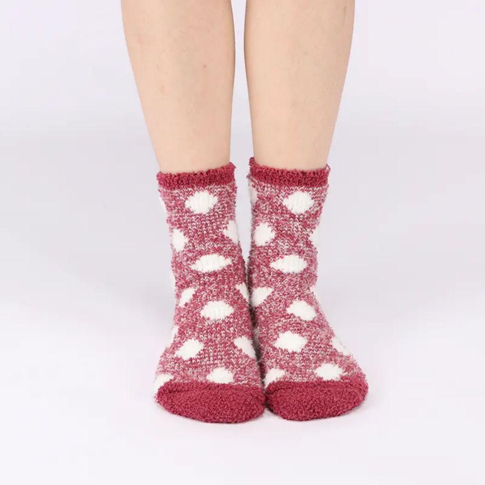 Invierno lindos calcetines acogedores emborestados para mujeres