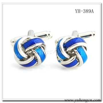 YH-389A Mens Classic Transparent Blue Enamel Knot Cufflinks