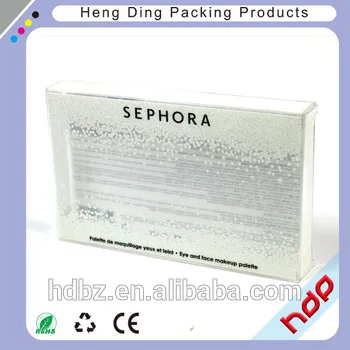 Custom rectangular clear plastic packaging box for cosmetic package