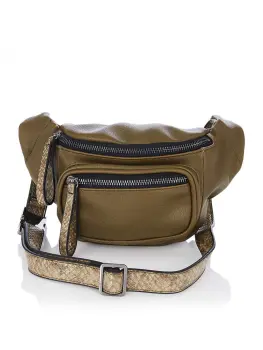 Army green snake decorative fshion waist bag