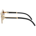 Diamond Bullhorn Sunglasses Round Vintage