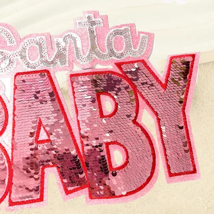 Holly Jolly Christmas Glitter Sequin Letters Iron-on Patches