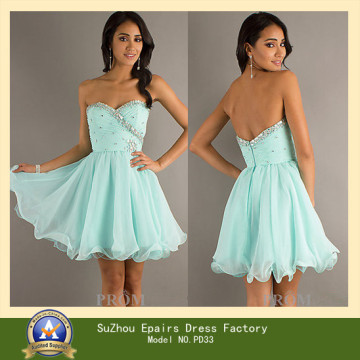 Sweetheart Beaded Short Bule Prom Dress (PD33)