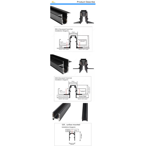 Good quality magnetic track light system DC48V 12W 18W 24W 36W led track light magnetic track light