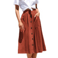 Women's Polka Dot Midi Skirts Casual with Pockets