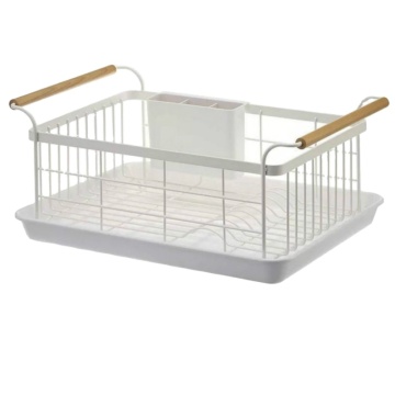 Stainless Steel Kitchen Plate Storage Drying Rack with Plastic Salver