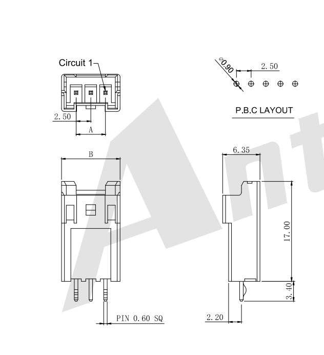 2,50 mm toonhoogte 180 ° Wafer-High Box Type Connector Series