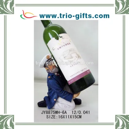 Custom polyresin captain statue wine bottle holder