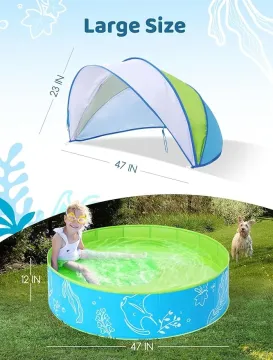 Kids Pool With Beach Tent Canopy