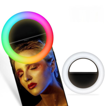 Luce per selfie a clip ricaricabile RGBW portatile per smartphone