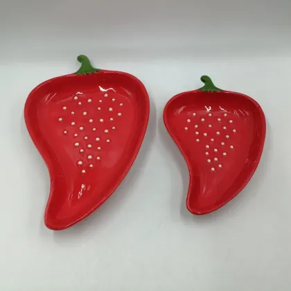 Fresh Chili Pepper-Shaped Ceramic Serving Plate