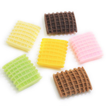 3D Colorful Biscuit Cookie Beads Square Shape Cute Artificial Food Beads Resin Cabochons for Decoration