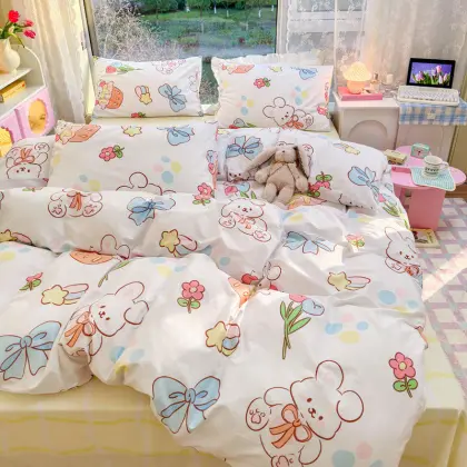 King/Queen Size Colorful Comforter cover 4-Piece Bedding Set