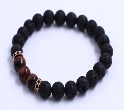 Red Tiger Eye Beads Lava Stones Bracelet
