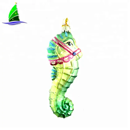 Handicraft Figurine Colorful tropic Seahorse Blown Glass Ocean Artware Animal Ornament Aquarium Decorations (Color May Vary)