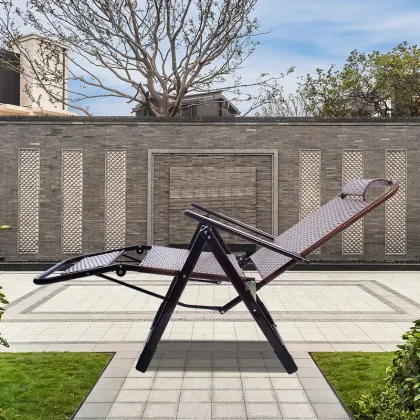 Folding Rattan Lounge Chair for Balcony