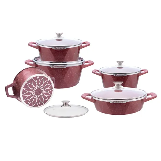 High Quality Aluminum Kitchen Cookware Set - Diamond Style Casserole 10pcs Die Cast - Popular in Mideast Market